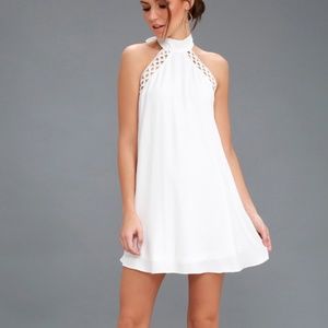 Lulu’s Any Sway White Lace Halter Dress